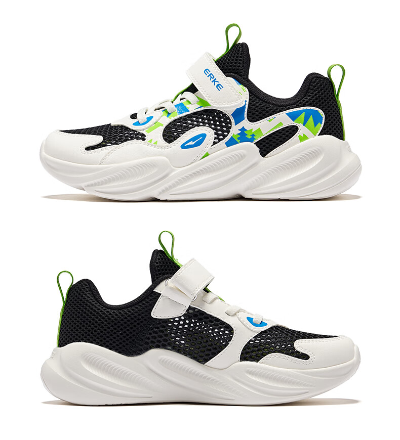 ERKE Children's Shoes, Boys And Girls Big Kids Sports Shoes, Children's Summer Breathable Running Shoes, Micro-Crystal White/light Oxygen Blue, Size 36 45