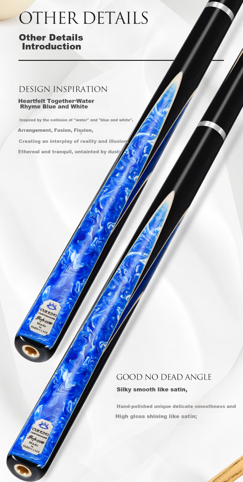 Aomi Xianyan Billiard Cue, Detachable 9.5mm Black 8 Snooker Cue, Small Tip 16 Color Black Eight Ball Cue, Pool Cue 7
