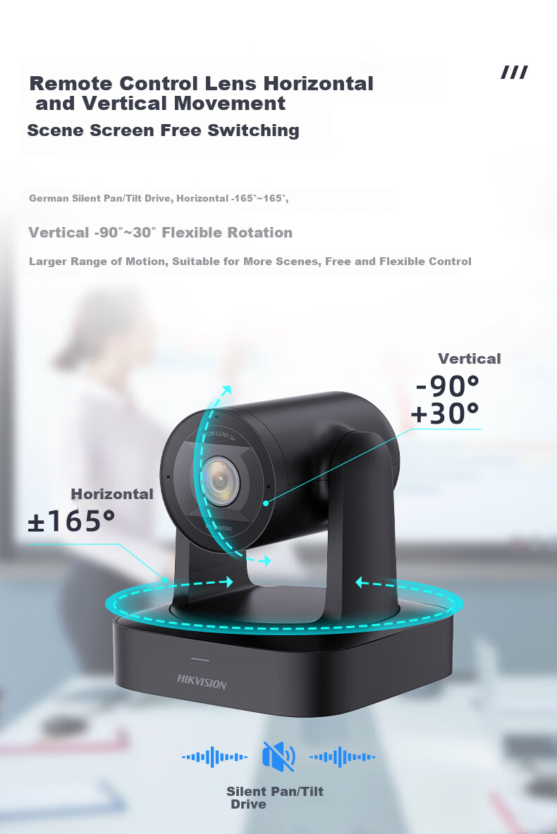 HIKVISION Conference Camera, 4K Ultra HD Live Streaming Camera, Auto Focus with Built-In Dual Microphones, 92° Wide-Angle Pan-Tilt Video Conferencing Solution V158 7