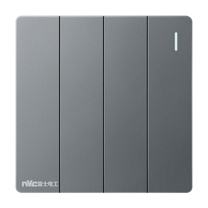 NVC Lighting Electrical Four-Gang Double-Control 86-Type Flush Wall Switch Panel N25 Matte Gray