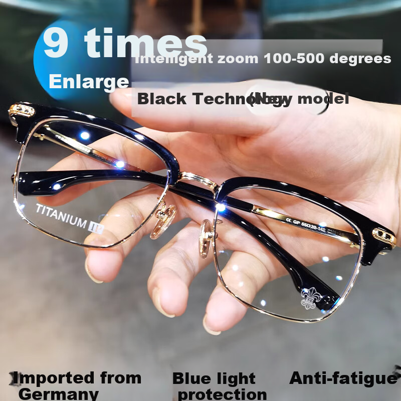 FENCHI Smart Zoom Reading Glasses with Progressive Multi-Focus, Fashionable Zoom-In/Out Dual-Use High-Definition Anti-Blue Light Multi-Eye Glasses for Men, New Model 1