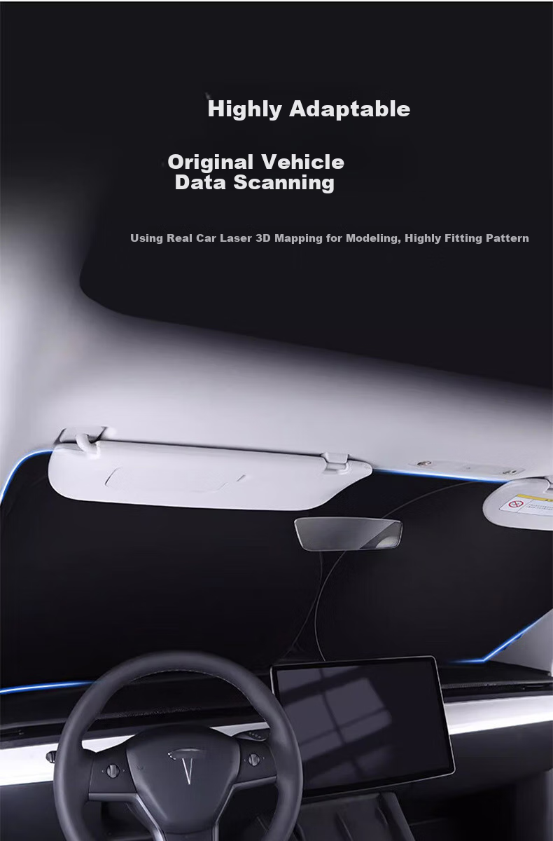 Yueyebing Sunshade for Tesla Model Y/3, Car Sun Visor, Windshield Sunshade, Anti-Glare Curtai 18