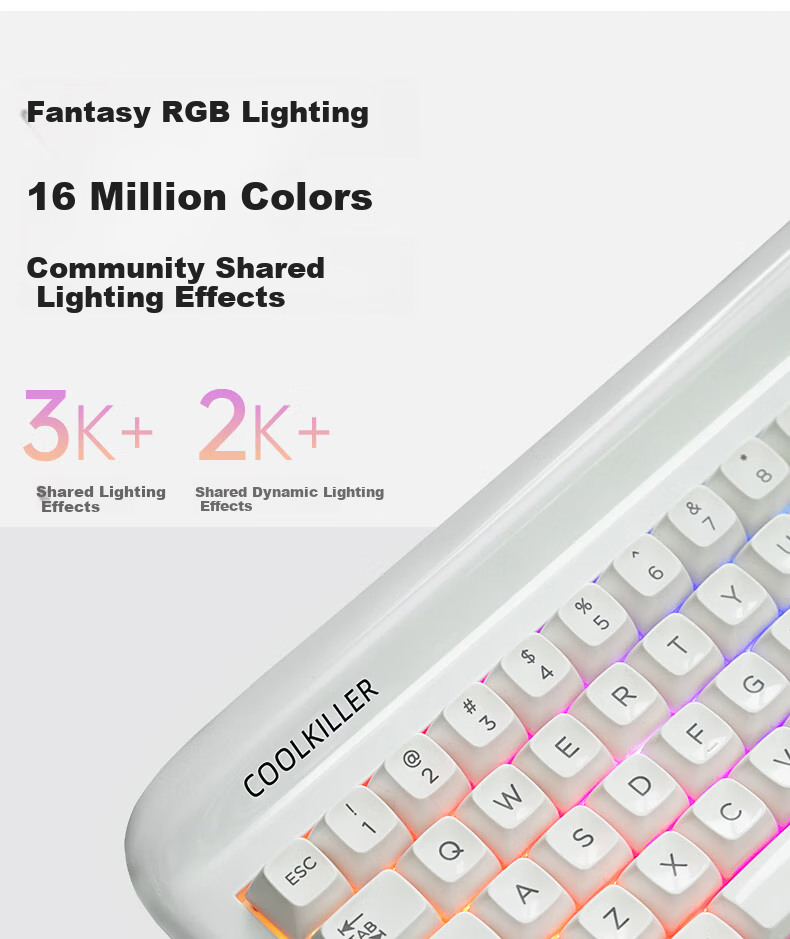 CoolKiller VIVID67 Custom Mechanical Keyboard, Aluminum Block, Wireless Bluetooth Tri-Mode Gaming Keyboard, Gift for Girlfriend, Candy Pink 13