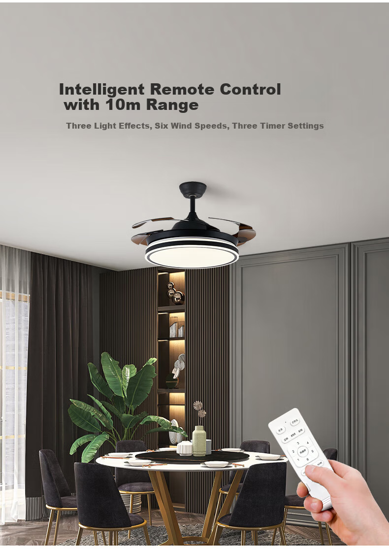 HD LED Ceiling Fan Light for Bedroom, Dining Room, Zhongshan Lighting, 26 New Models, Timer, Remote Control, Installation Included 19