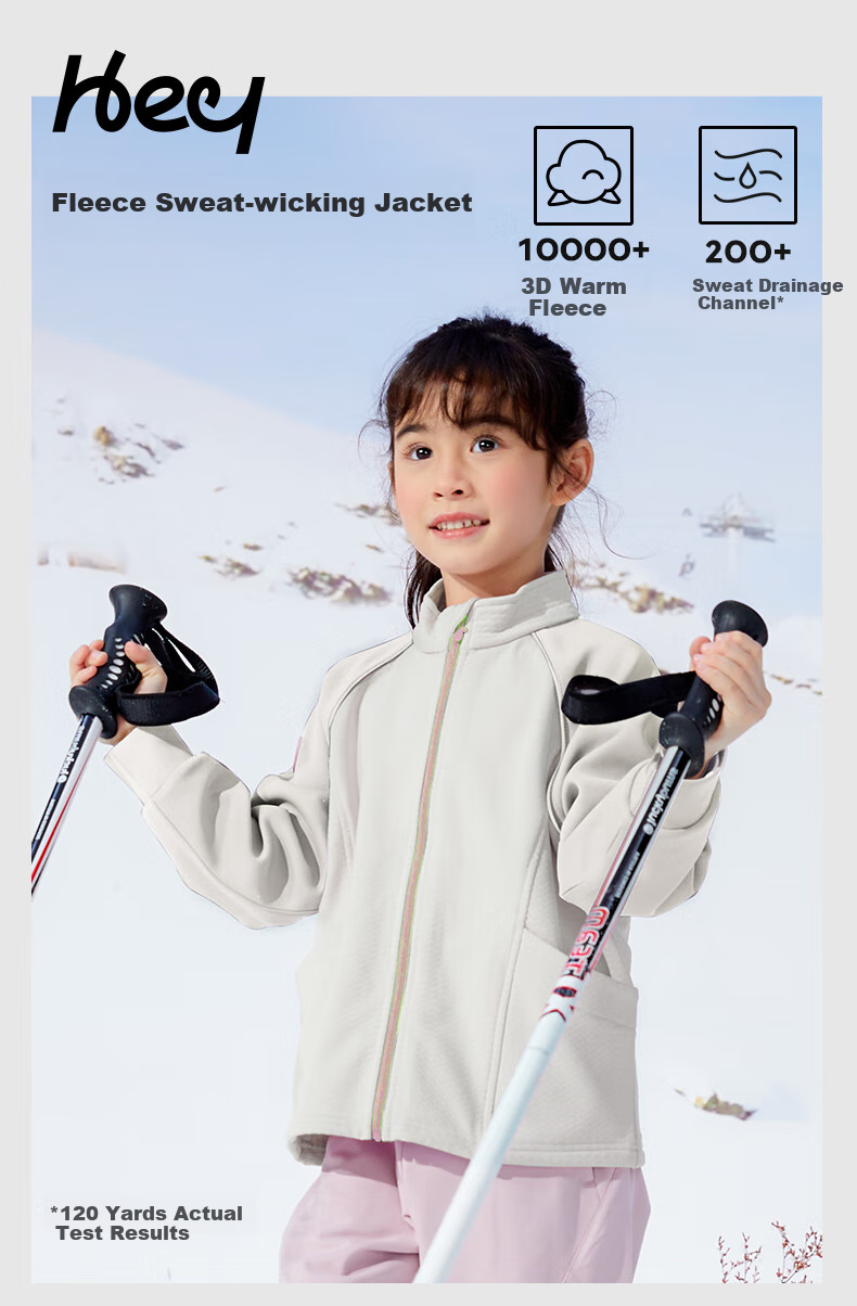 HeyBetter Children's Fleece Cube Jacket, Sweat-Wicking, Windproof, Parent-Child Warm Outerwear, Lake Blue (Navy Blue/Blue), Size 120 2
