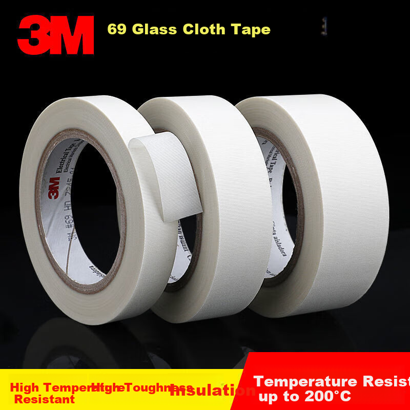3M Glass Cloth Tape, Heat-Resistant Single-Sided Tape, Insulating Tape, 1 Roll (20mm*3 3M) 69# 1