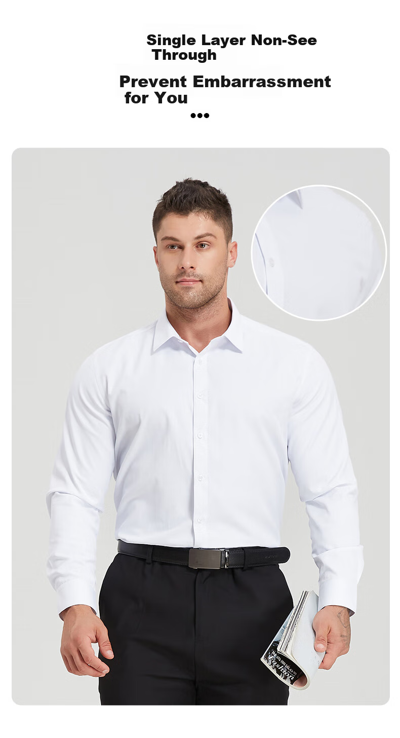 Dibinze Large Size White Dress Shirt for Men, Long Sleeve Business Casual Loose Fit Cotton Commuter Suit Shirt for Chubby Me 2