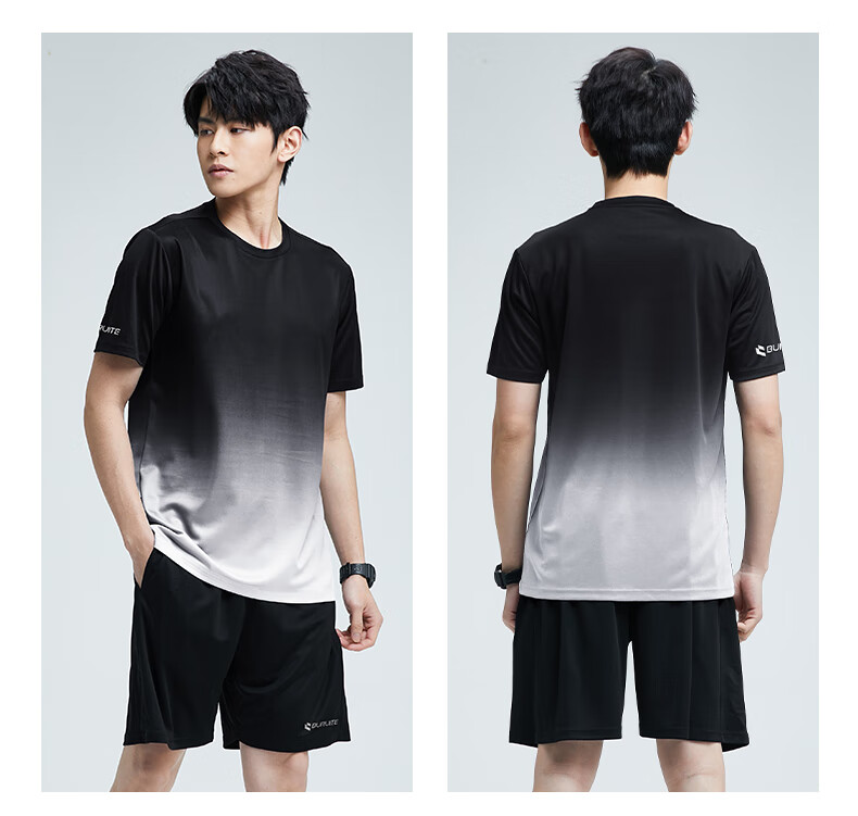 BURUITE Men's Summer Sports Set Short Sleeve Shorts Ice Silk Quick-Dry T-Shirt Athletics Training Fitness Running Basketball Badminton Apparel 3