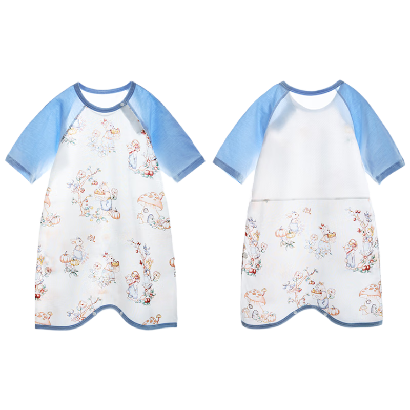 Betis Baby Robe New Back Mesh Breathable Children's Sleeping Bag Summer Cotton Pajamas Baby Nightgown