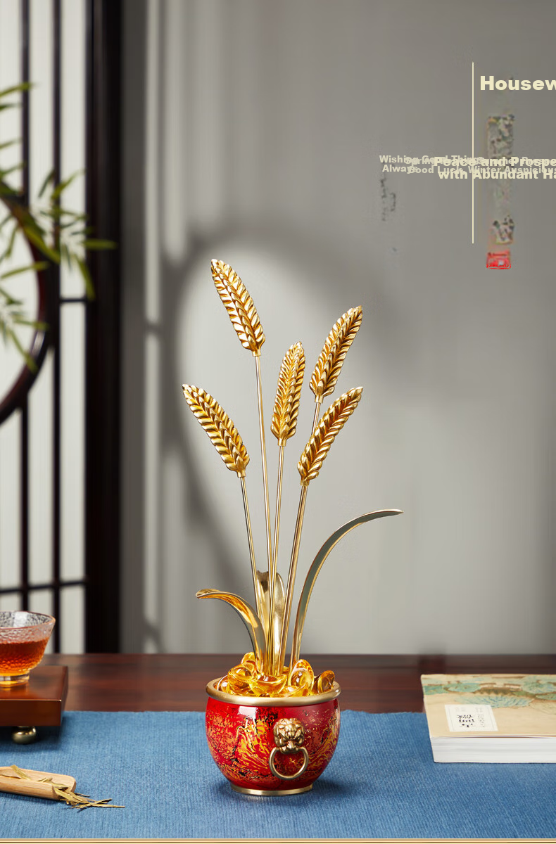 Nuoshiman Wheat Ear Opening Ceremony Decoration, Elegant Office Living Room Entrance Wine Cabinet Ornament, Housewarming Gift for Moving to A New Home 4