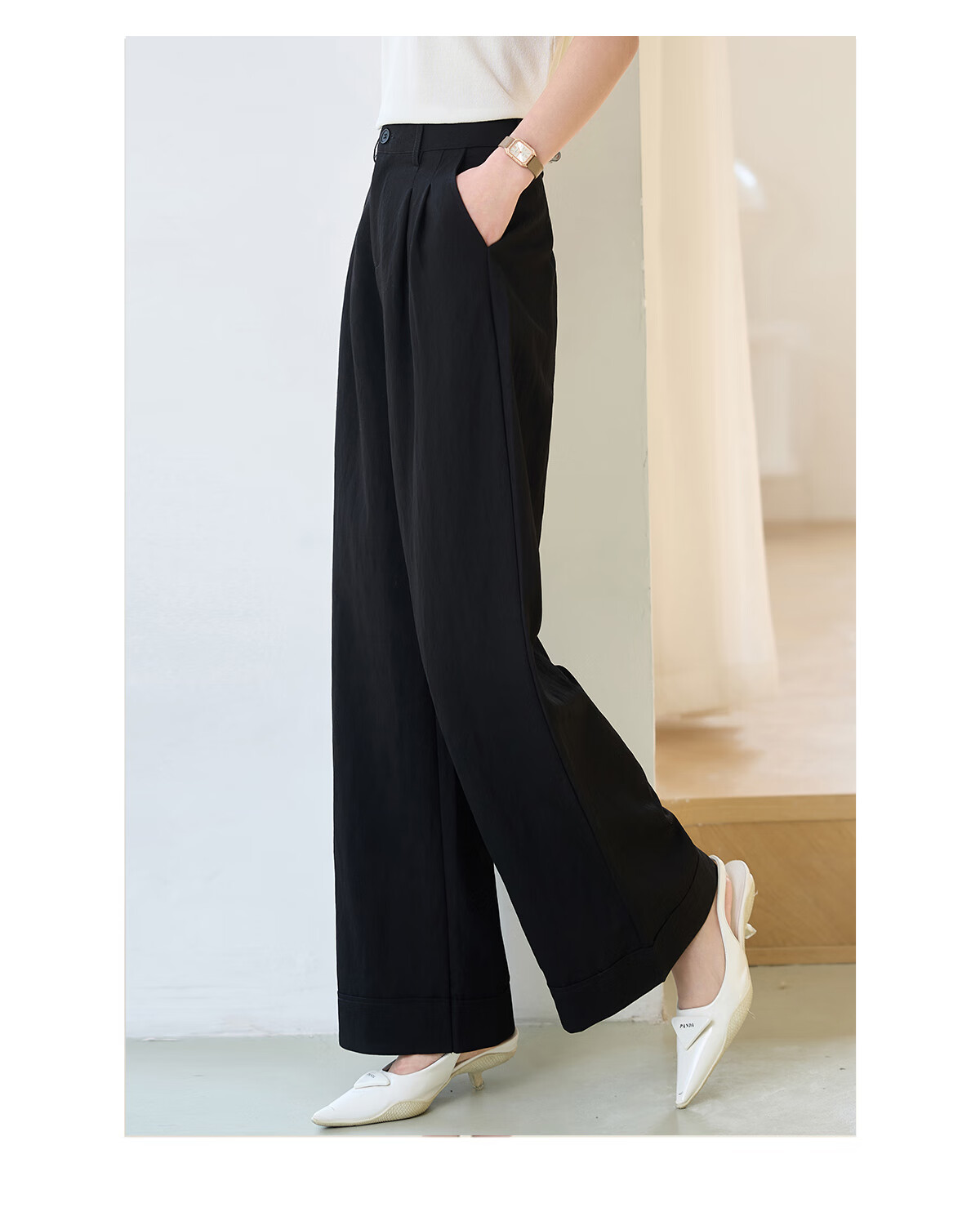 Chushen Spring And Summer Wide-Leg Pants for Women, High-Waisted, Height-Increasing, Straight-Leg, Loose-Fitting, Slimming, Relaxed Casual Long Pants S52X062 16