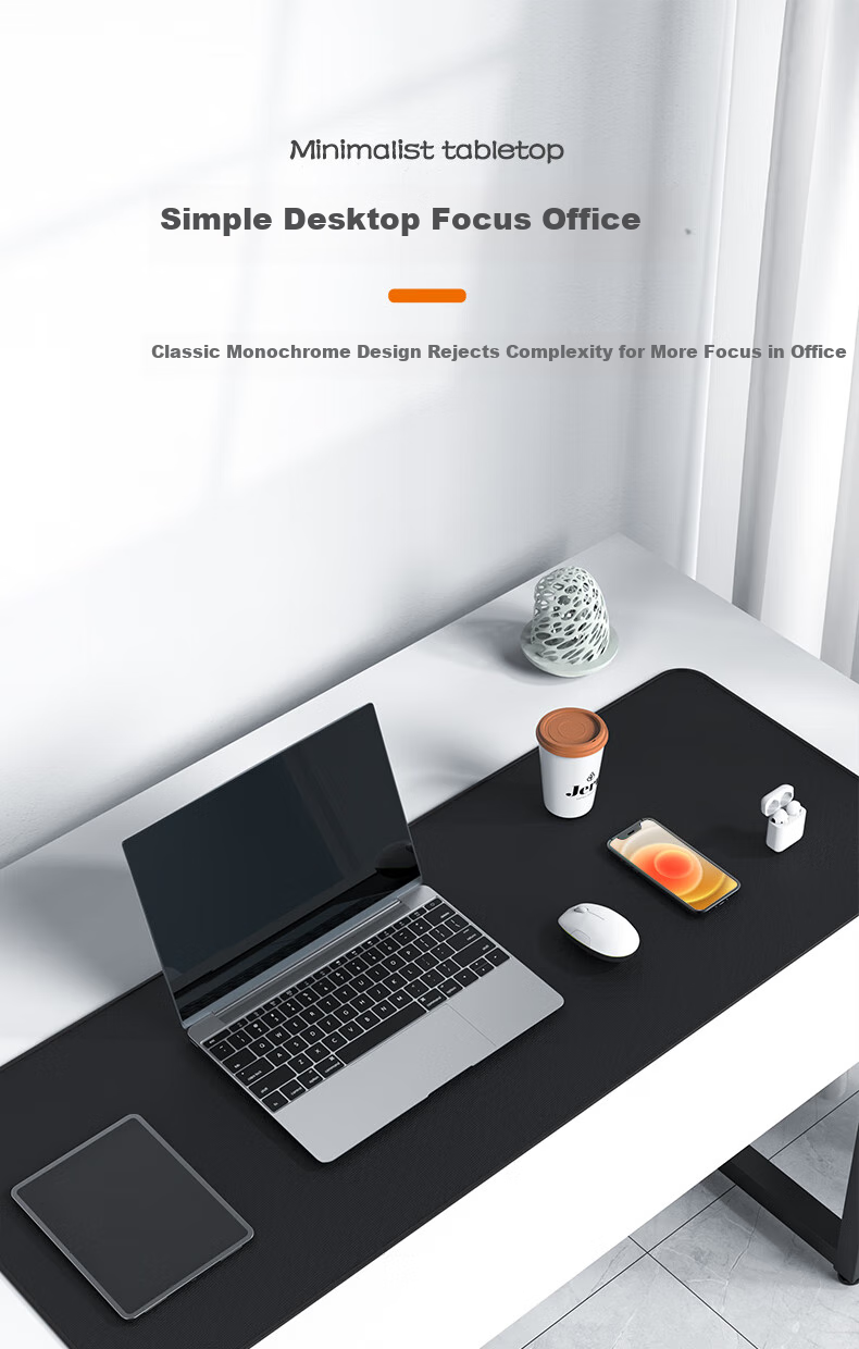Jiangwutong Small Gaming Office Mouse Pad Cloth Surface Thickened Wear-Resistant Silicone Keyboard Desk Mat 300x250x3mm Pure Black 3