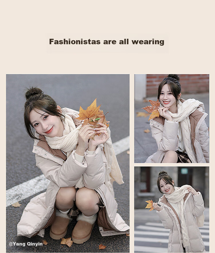 BOSIDENG Goose down Jacket for Women, Long Hooded Style, New National Standard 90% Down, Same As in Shopping Malls, Loose Casual Winter Coat 4