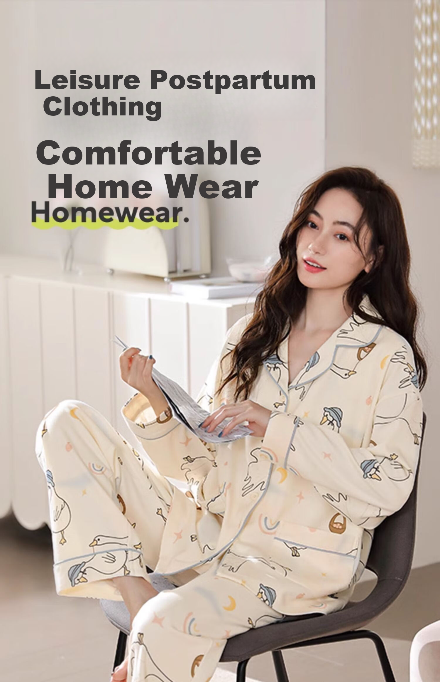 JOYNCLEON Maternity Wear Spring And Summer Nursing Pajamas, Postpartum Sleepwear, Loungewear, Soft And Comfortable, XL Jyz171065 1