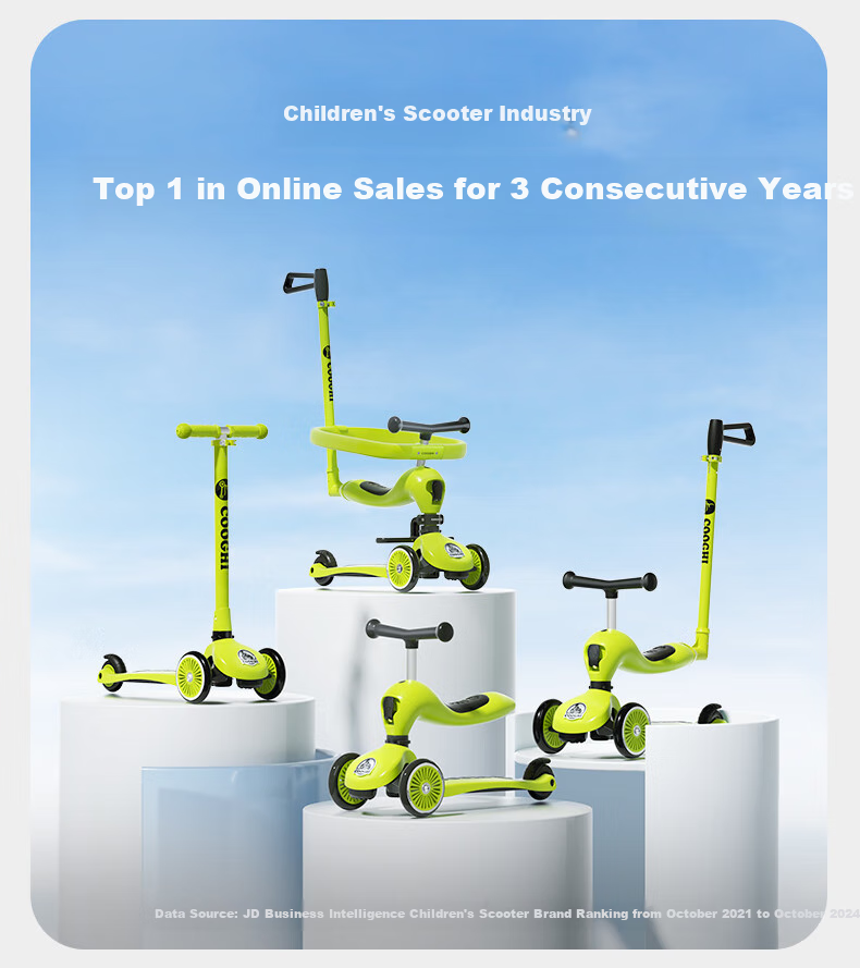 COOGHI Children's Scooter Q1 Foldable Gravity Steering Light-Up Wheels Birthday Gift for Ages 3-10, Sky Gray 3