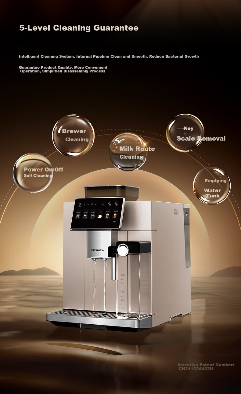 Casarte Casarte Gold Cup Pro Italian Fully Automatic Coffee Machine for Home/office, 19bar Pump Pressure Grinding All-In Machine, AI Intelligent Extraction, Automatic Milk Frother, Bean Grinder with Touch Control EQ301E 13