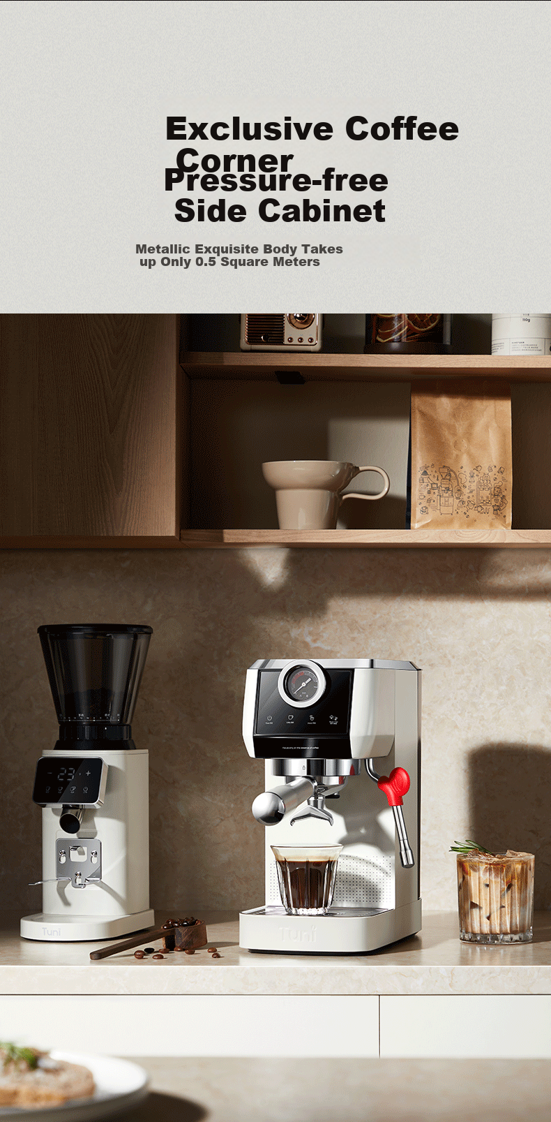 Tuni E2 Second Generation Pressure Relief Edition Espresso Coffee Machine Small Home Office Semi-Automatic Steam Milk Frother Latte Art Dual Heating New Year Gift 6