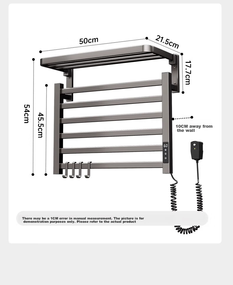 Baihan Electric Heated Towel Rack, Carbon Fiber Heating, Bathroom No-Drilling Electric Heating Towel Rack, Drying Rack 28