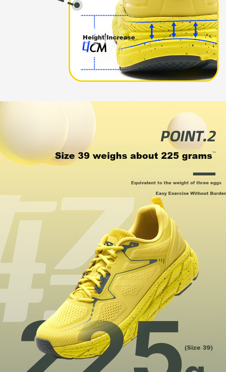 Huwaitegong R11 Shock-Absorbing Running Shoes, Breathable Jogging Shoes for Men And Women, Lightweight Sports Shoes for Aerobics And Jump Rope Exercises, Opal White, Size 41 4