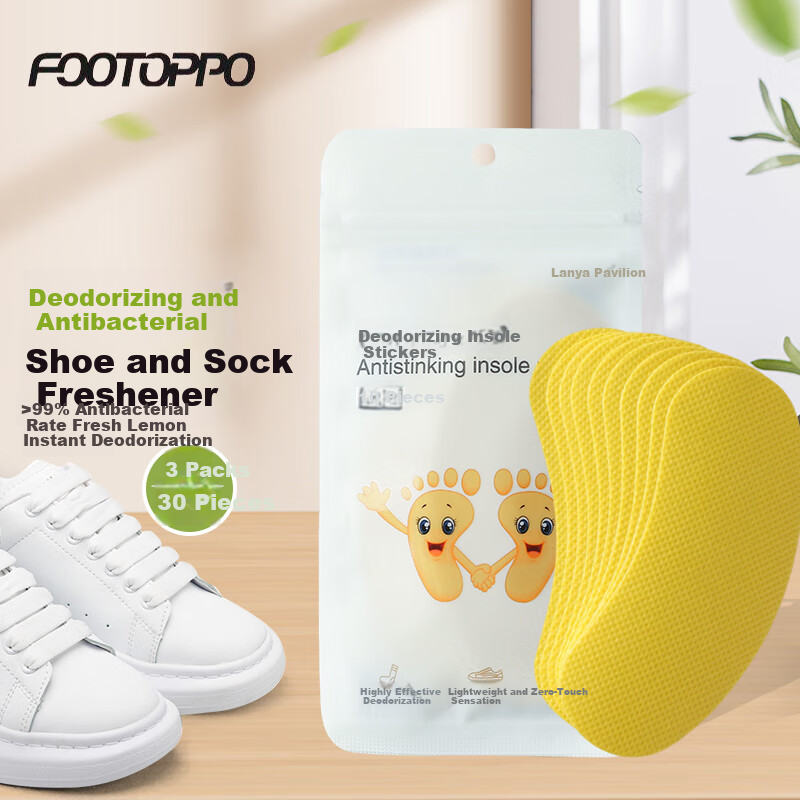 FOOTOPPO Shoe Deodorizer Sticker for Men, Sweat-Absorbing Odor-Preventing Insoles, Shoe Deodorizing Pads for Leather Shoes And Socks, Breathable And Antibacterial Odor Elimination Device