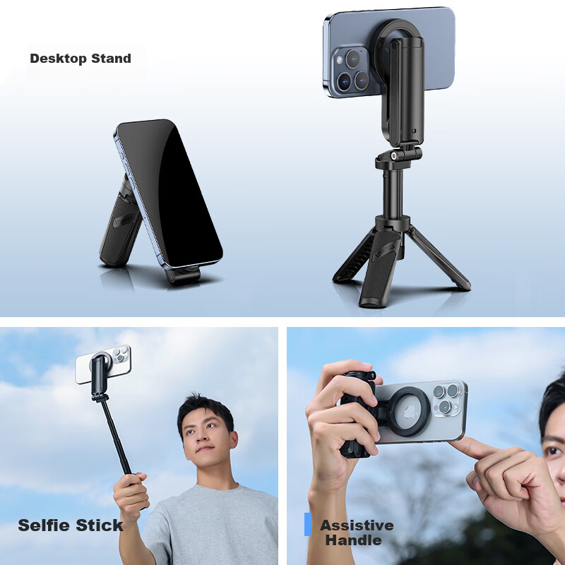 Ulanzi JJ03 Магнитный селфи-стик с Bluetooth-штативом для iPhone 16/17 Pro, уличная фотосъемка, видеоблог, прямая трансляция, подставка для телефона