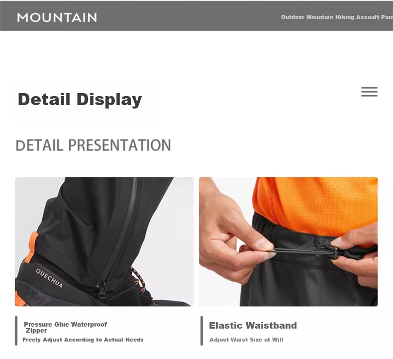 DECATHLON Men's Windproof Outdoor Lightweight Pants, Hiking Rain Trousers, Loose Fit MH500 Men's - Black XS 2715542 10