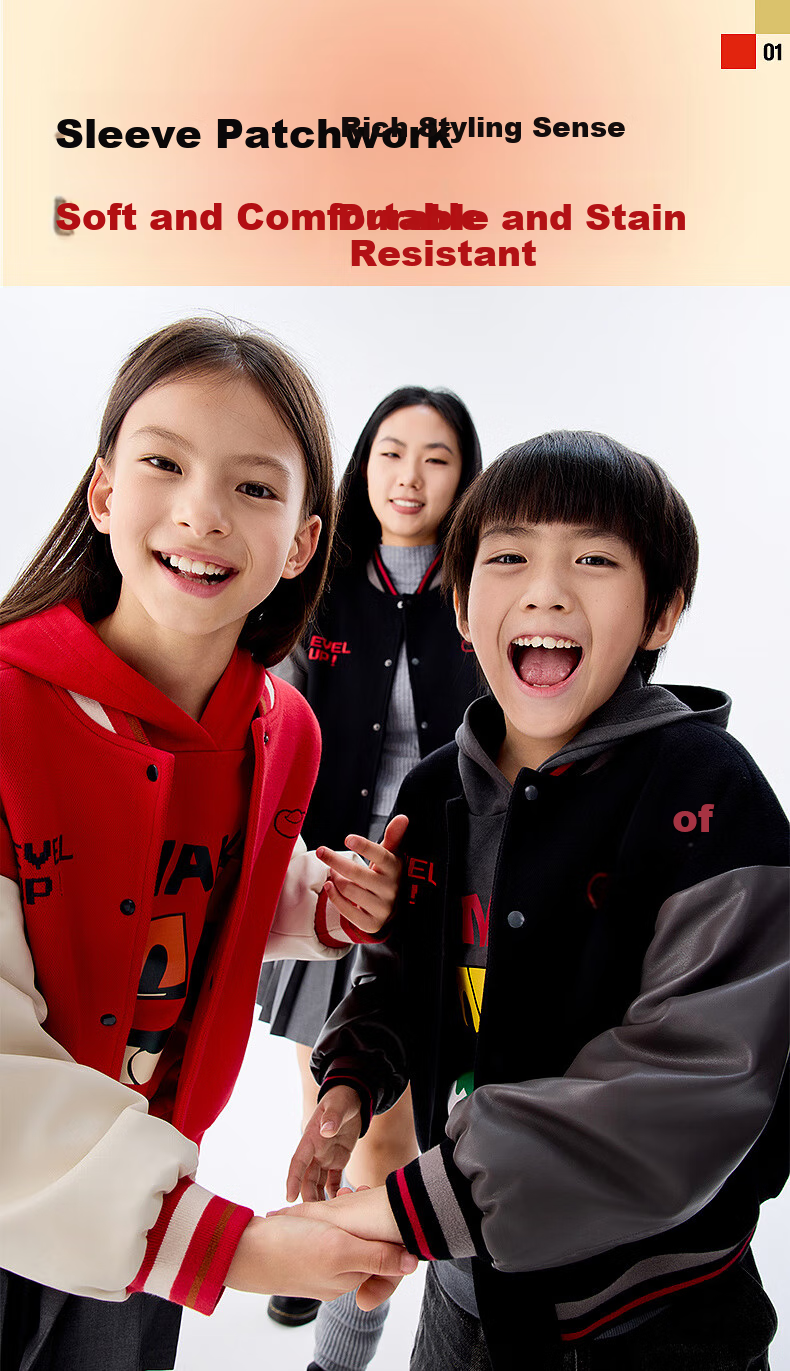 M.Latin Children's Outerwear Spring 2025 New Collection Boys And Girls Windproof Baseball Collar Jacket with Patchwork Desig 5