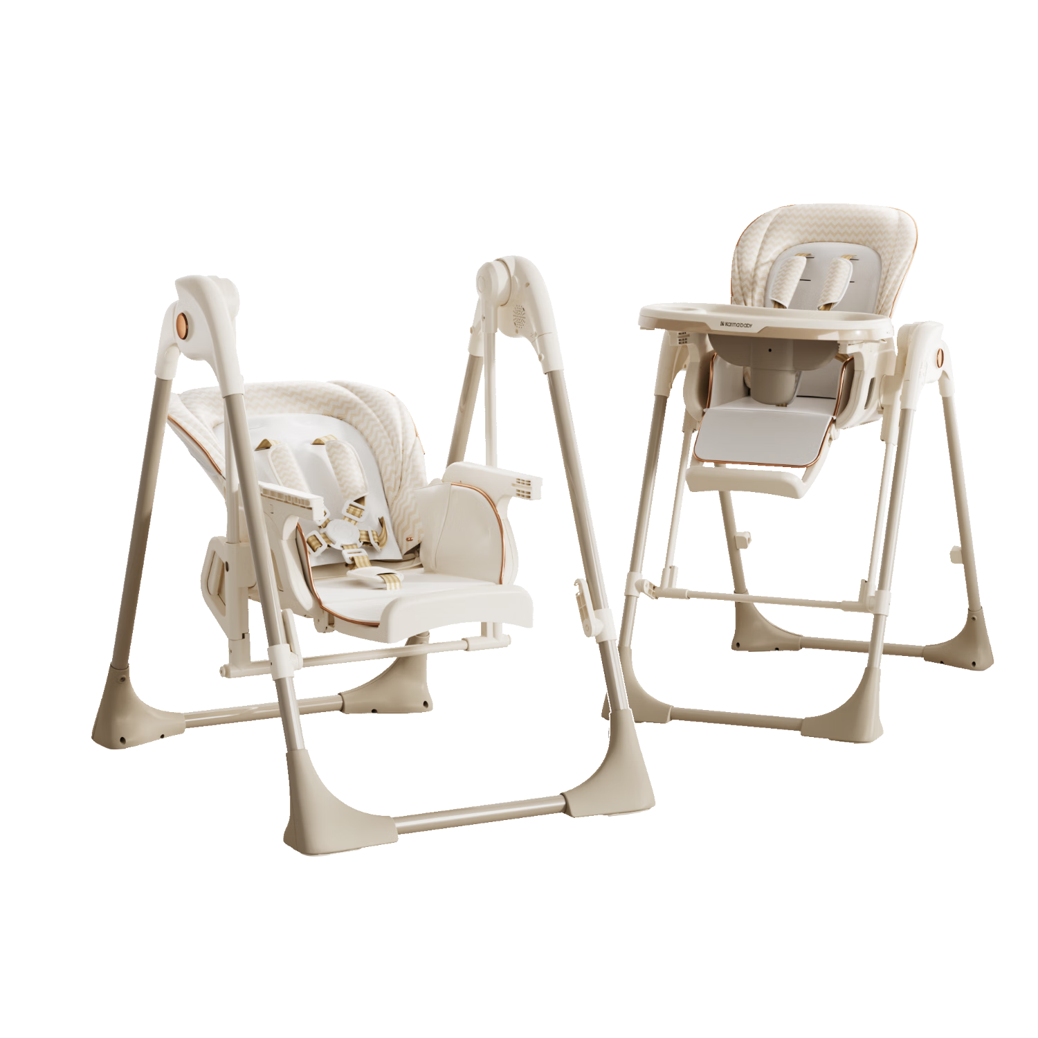 Karmababy High Chair, Baby Dining Chair And Rocking Chair Combo, Multifunctional [No Installation Required], Flowing Light Milk Coffee Electric Model