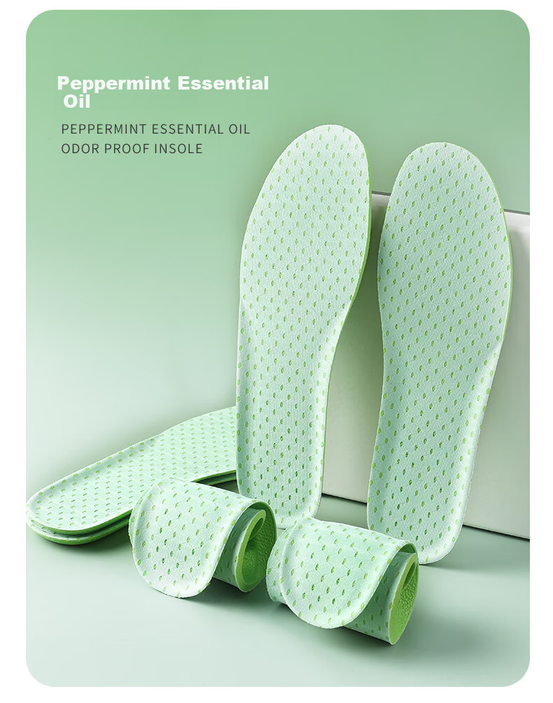 FOOTOPPO Mint Deodorizing Insoles for Men, Odor-Resistant Fragrant Sports Sweat-Absorbing Breathable Work Safety Shoes Long-Lasting Antibacterial Insoles Ultra-Soft Women's 16