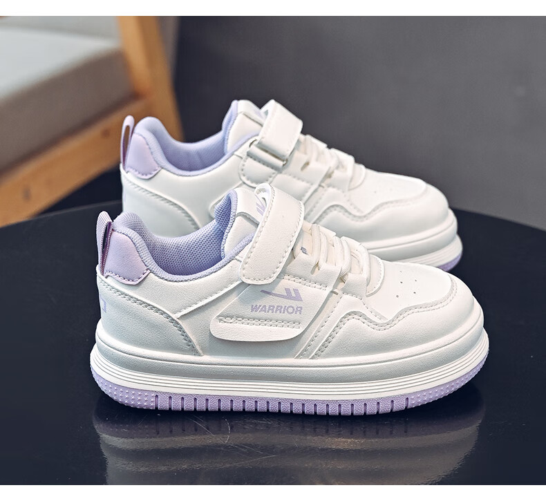 Warrior Children's Shoes Spring Boys' Sneakers Casual Soft-Soled Shoes Girls' White Shoes WZ(CL)-1010 White Size 30 6