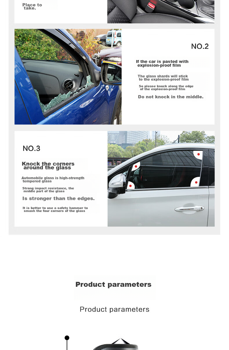 Deli Car Number Plate with Window Breaker, Temporary Parking Sign, Safety Hammer, Multifunctional, Compatible with Xiaomi SU7, Cutting Safety Belt 15