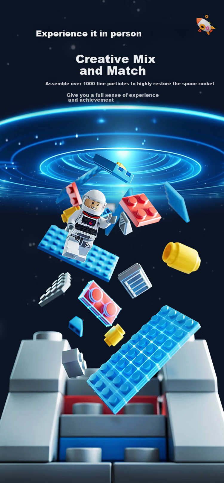 QZCX Building Blocks Chinese Aerospace Rocket Model Educational Toy for Boys Aged 6-8 Birthday Gift 4