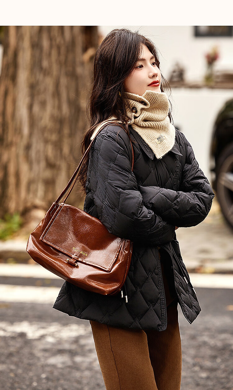 Dme [Warm And Cozy] Winter Lightweight Fluffy 90% Duck down Jacket with Elegant Lapel Collar And Short Style Women's Coat 10