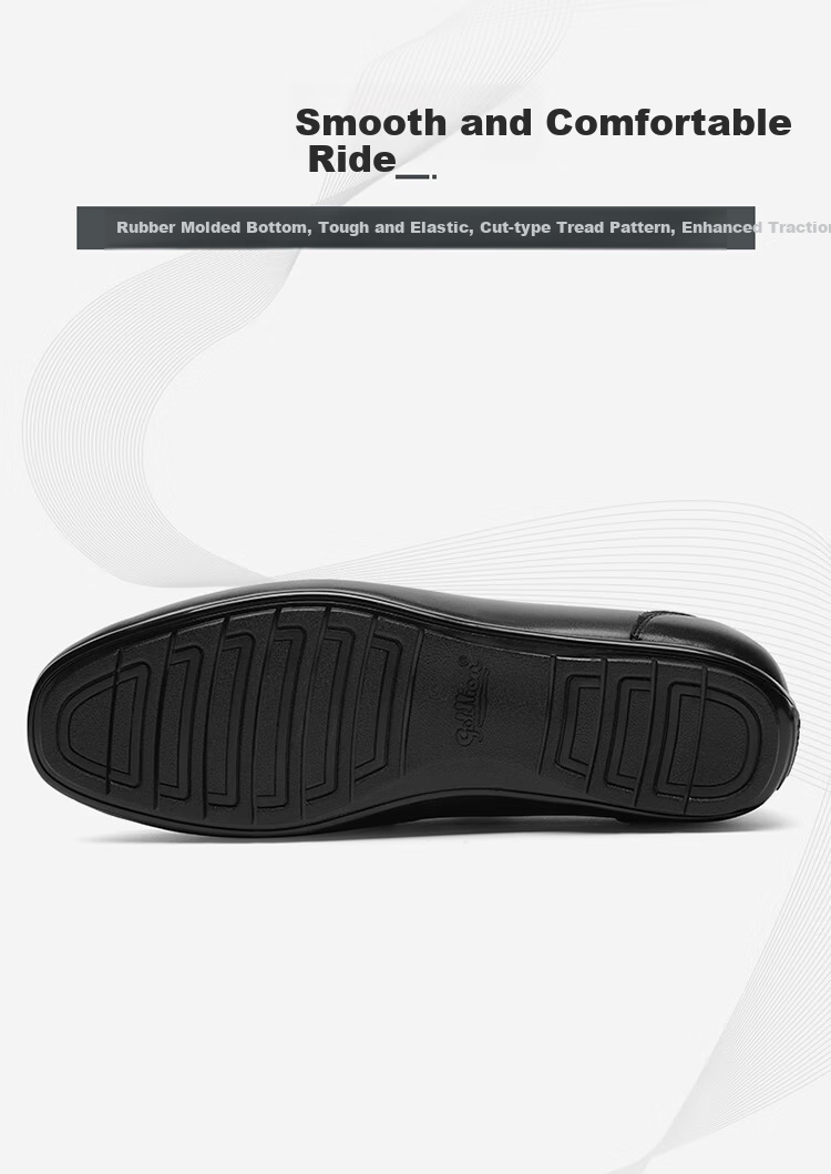 Goldlion Men's Slip-On Loafers, Comfortable Penny Loafers, Business Casual Leather Shoes, 57101035001A-Black Size 40 5