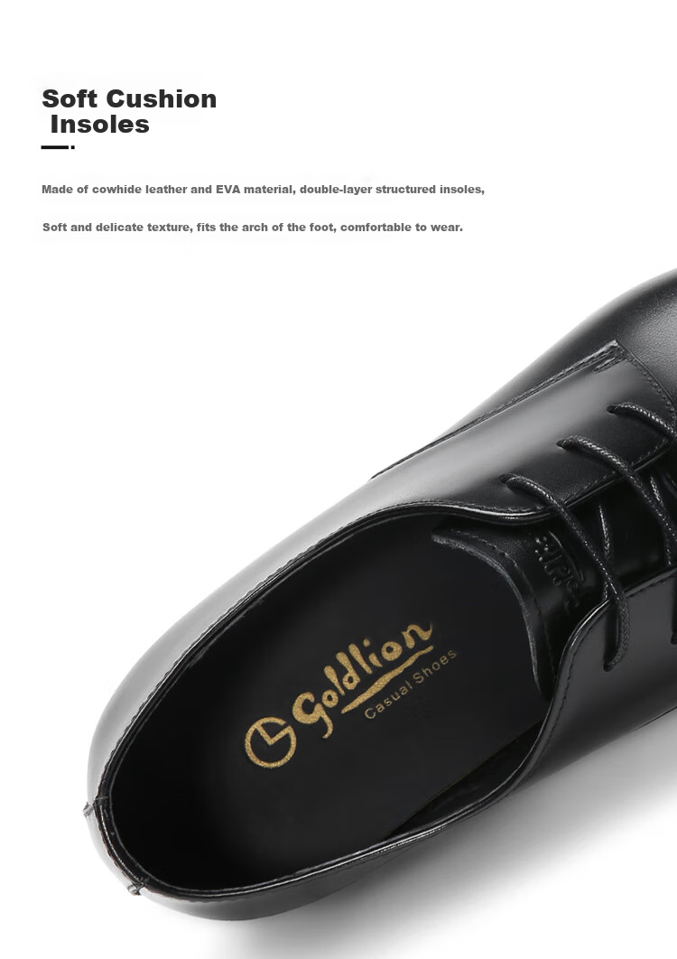 Goldlion Men's Business Leather Shoes, Formal Dress Shoes, Fashionable Comfortable Derby Shoes, 51502036701A, Black, Size 43 6