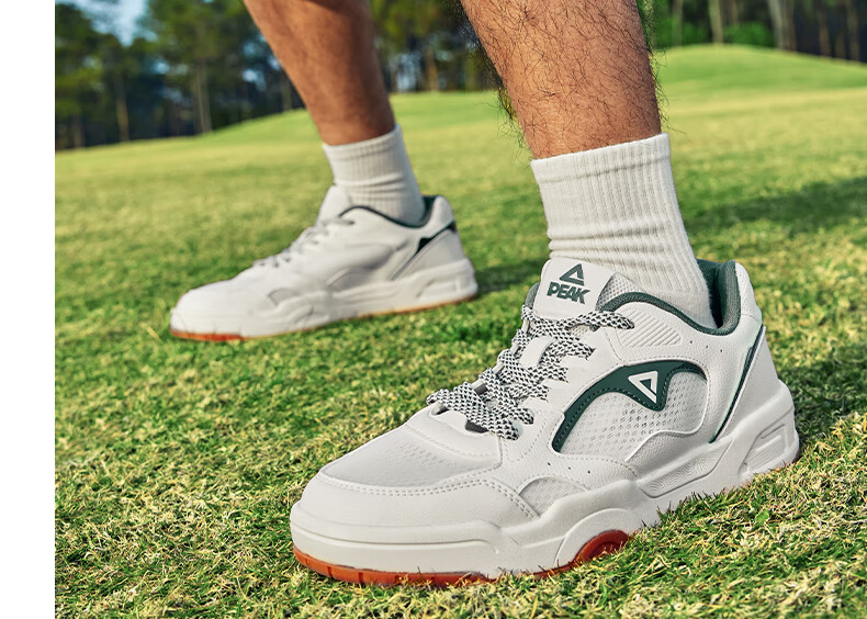 PEAK Taiji White Sneakers for Men, Summer Wear-Resistant Height-Increasing Mesh Shoes, Soft-Soled Running Sports Casual Shoes DB520117 34