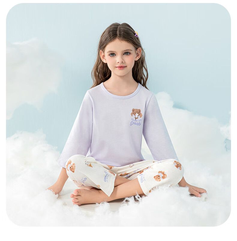 YING BO LUN Girls' Pajamas, Spring And Summer Thin Style, Children's Home Wear, Girls' Summer Air Conditioning Clothes, 20892 Light Pink, Size 160 17