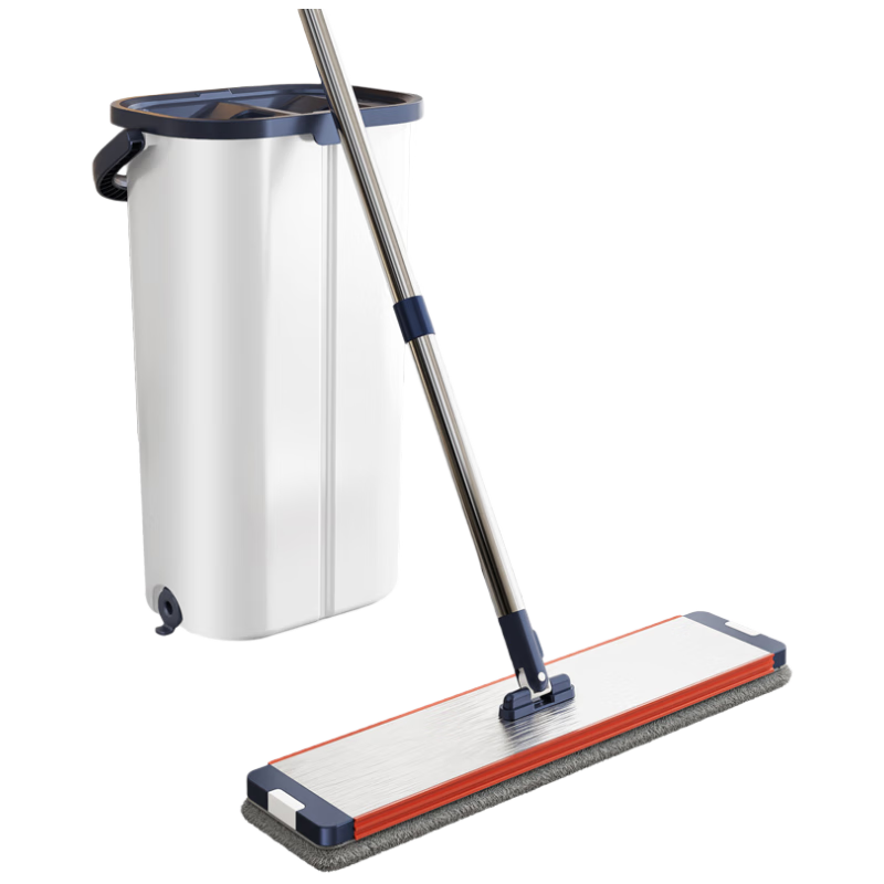 Dongfangliangjie Mop, Household All-In No-Hand Flat Mop with Scraper Bucket, Aluminum Alloy Plate, Enlarged to 50cm, Floor Cleaning Wonder Tool