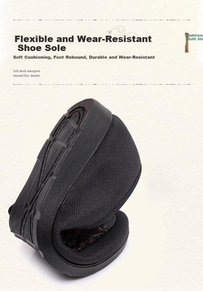 Weizhi Women's Single Shoes, Soft-Soled Mom Shoes, Slip-On Embroidered Chinese Style Old Beijing Cloth Shoes WZ1044 Black Size 37 7