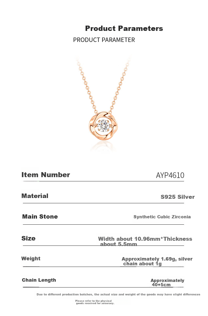 Aideyueding Dancing Heart Rose Gold Pure Silver Necklace for Women, 2026 New Style, Light Luxury, 520 Gift for Girlfriend Or Wife's Birthday 5