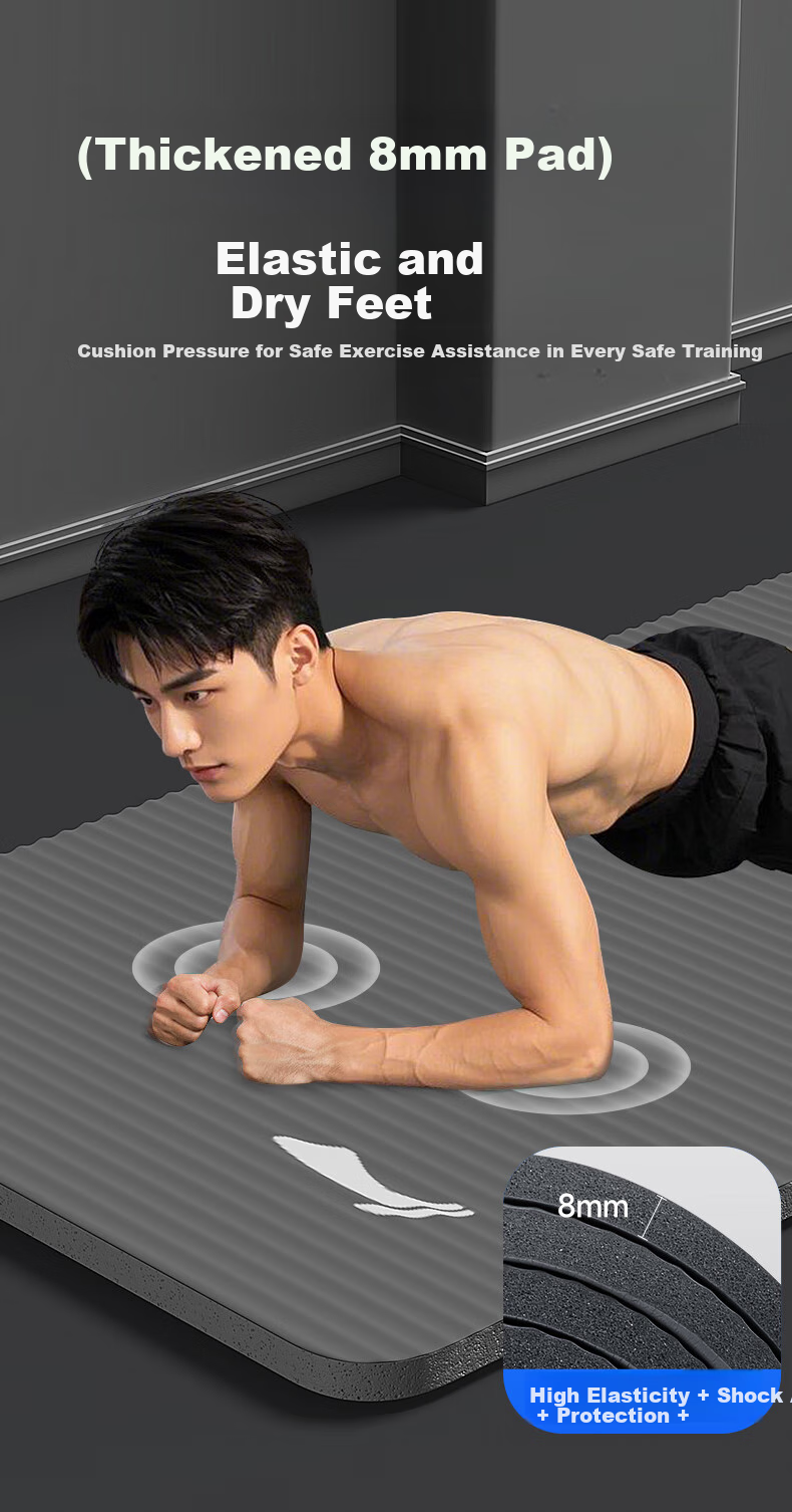 Li-Ning Yoga Mat for Men, Fitness Mat, Non-Slip Shock-Absorbing Aerobics Soundproof Exercise Thickened Home Use Sit-Up Dance Mat 5