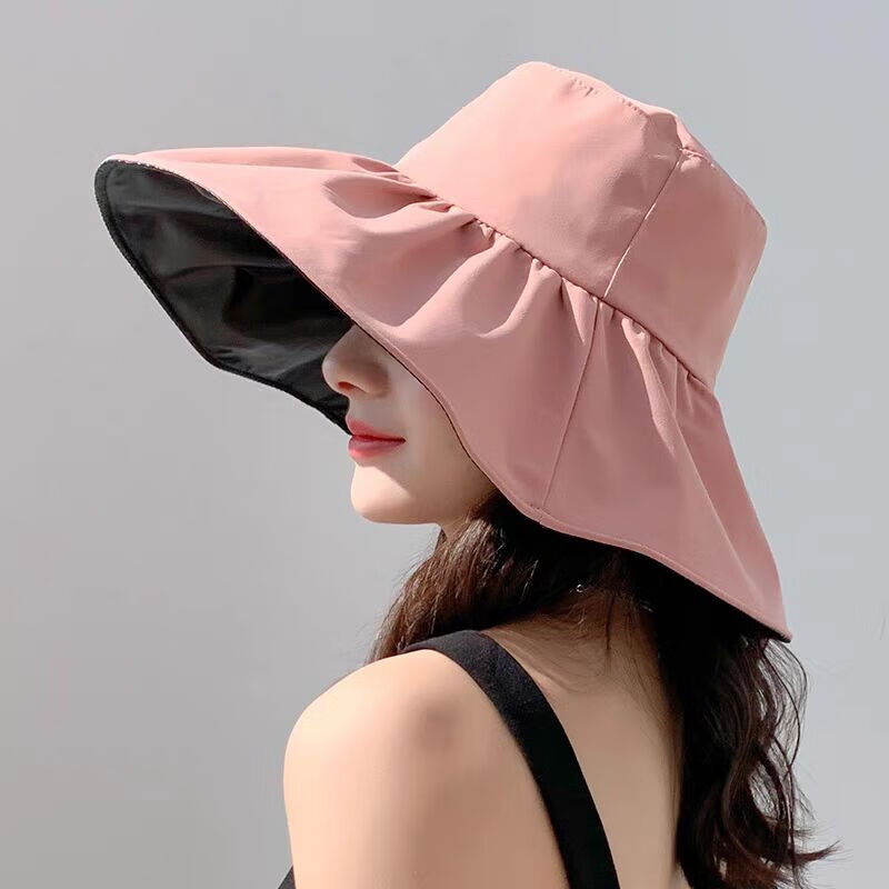Jiancai Vinyl Sun Protection Hat, Sun Visor for Women, Summer Wide-Brimmed Fisherman Hat, Sunhat, UV Protection, Korean Style Foldable Outdoor Hat