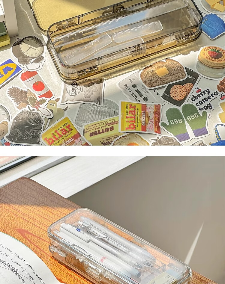 Class 3 Grade 2 Transparent Frosted Pencil Case Large Capacity Student Pencil Box Ins Storage Office Minimalist Transparent Version 8