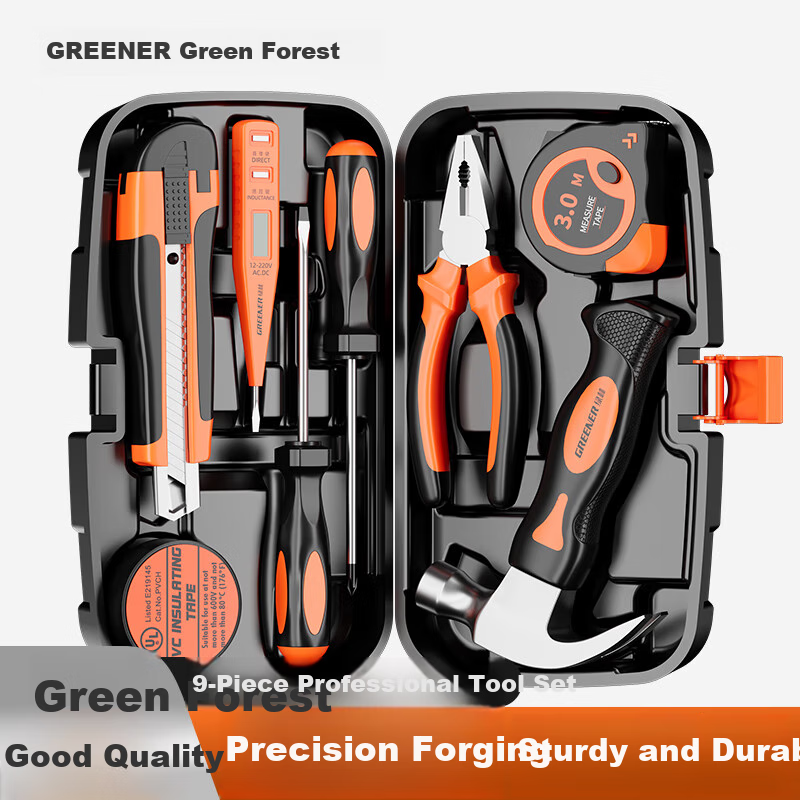 GREENER Household Tool Kit Set Including Electrician Hardware Tools, Screwdrivers, Repair Pliers, And Tape Measure