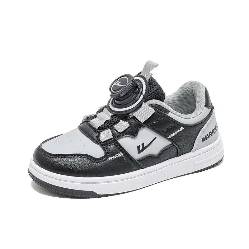 Warrior Boys' Shoes, Soft Sole, Breathable, Casual Low-Top Sneakers, Children's Sports Shoes WZ(CL)-0589, Black/gray, Size 27