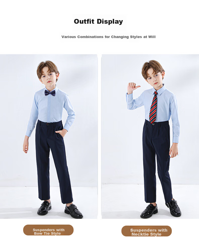 Yinuofang Children's Long-Sleeve Blue Dress Shirt for Boys And Girls, Blue, Size 160 6