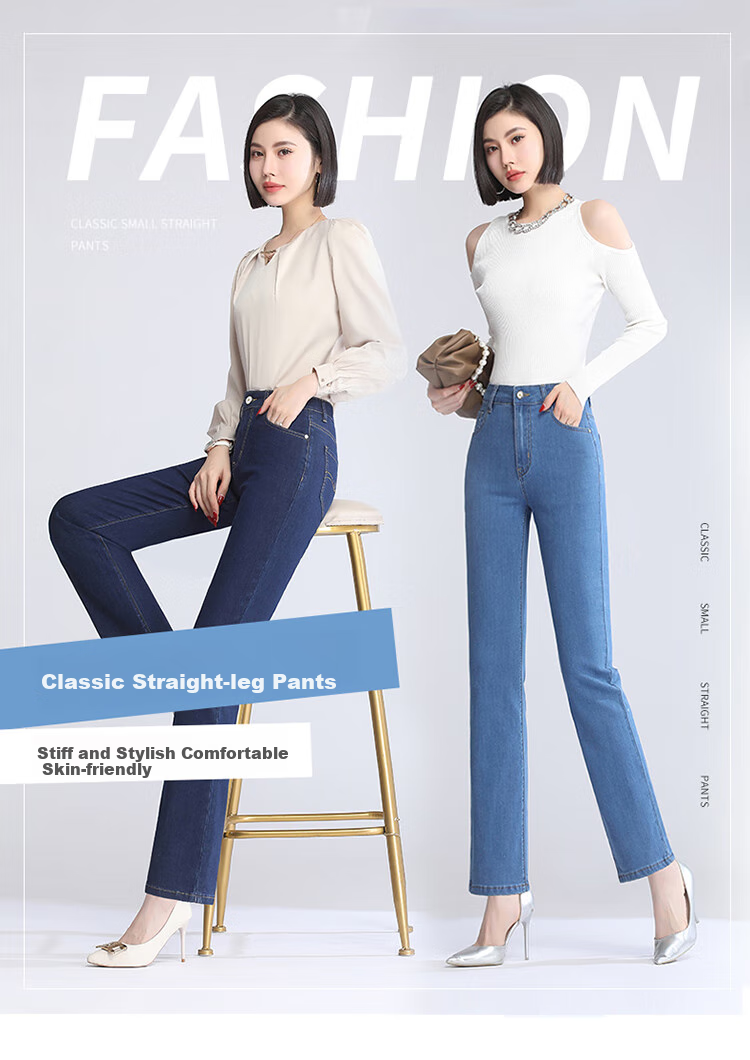 Pierre Cardin Jeans for Women, Autumn Elastic Comfortable High-Waist Fleece-Lined Warm Skinny Pants, Blue-Gray, Size 29 1