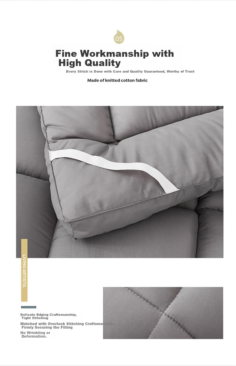 KING SHORE Flocked 3D Mattress, Thickened Household Multi-Functional Bed Pad, Quilt, 150*200cm, Dark Gray 10