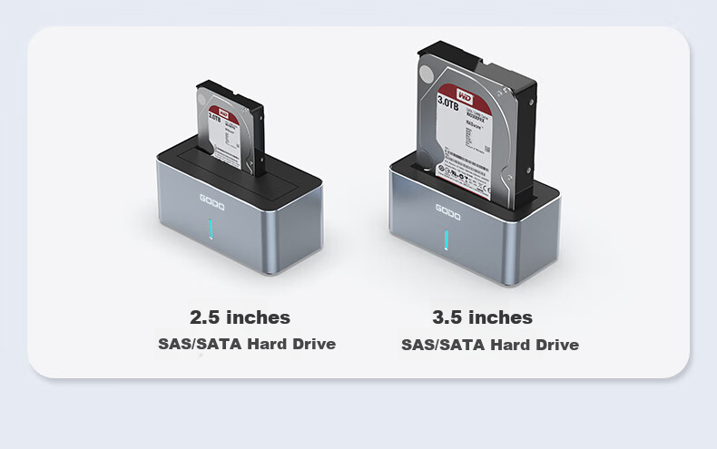 GODO External SAS/SATA Hard Drive Docking Station, 2.5-Inch/3.5-Inch Mechanical Hard Drive Enclosure, USB 3.0 External SSD Expansion, Compatible with Laptops And Desktop Computers 9