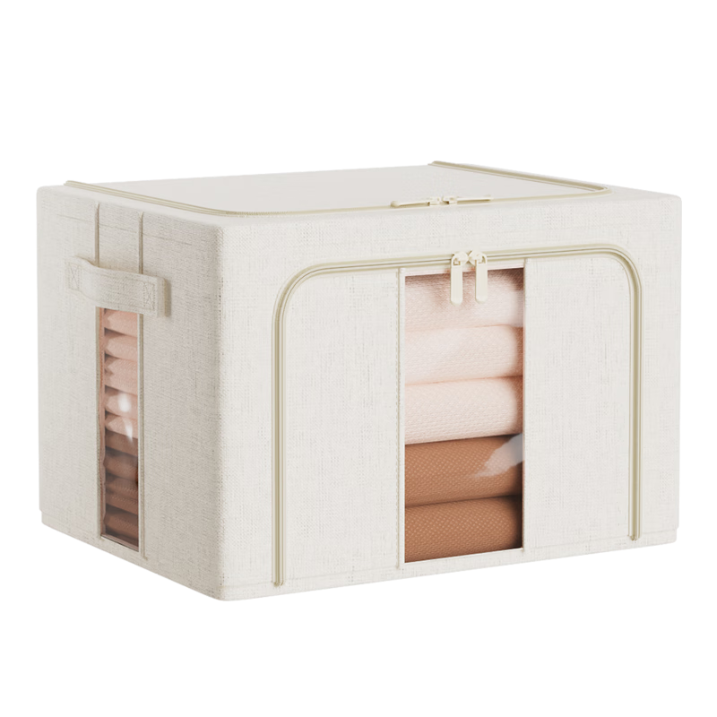 MARYYA Storage Box, 100L Plastic Flip-Top Quilt And Clothing Organizer, Fabric Wardrobe Storage, Dustproof, Foldable